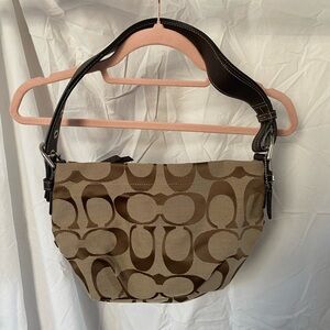 Coach Signature EW Duffle Canvas Shoulder Bag - Brown and Tan